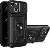 Lennexo Armor Hoesje Geschikt Voor iPhone 14 Plus - Extreme ShockProof Hoesje Met Pasjeshouder - Ultra Hybrid Armour Case