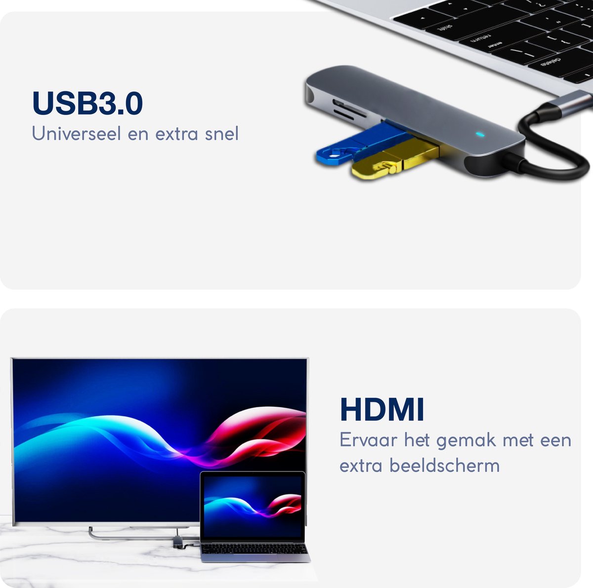 iMounts usb-c hub MacBook Windows - HDMI 4K - USB3.0 - SD reader - Aluminium