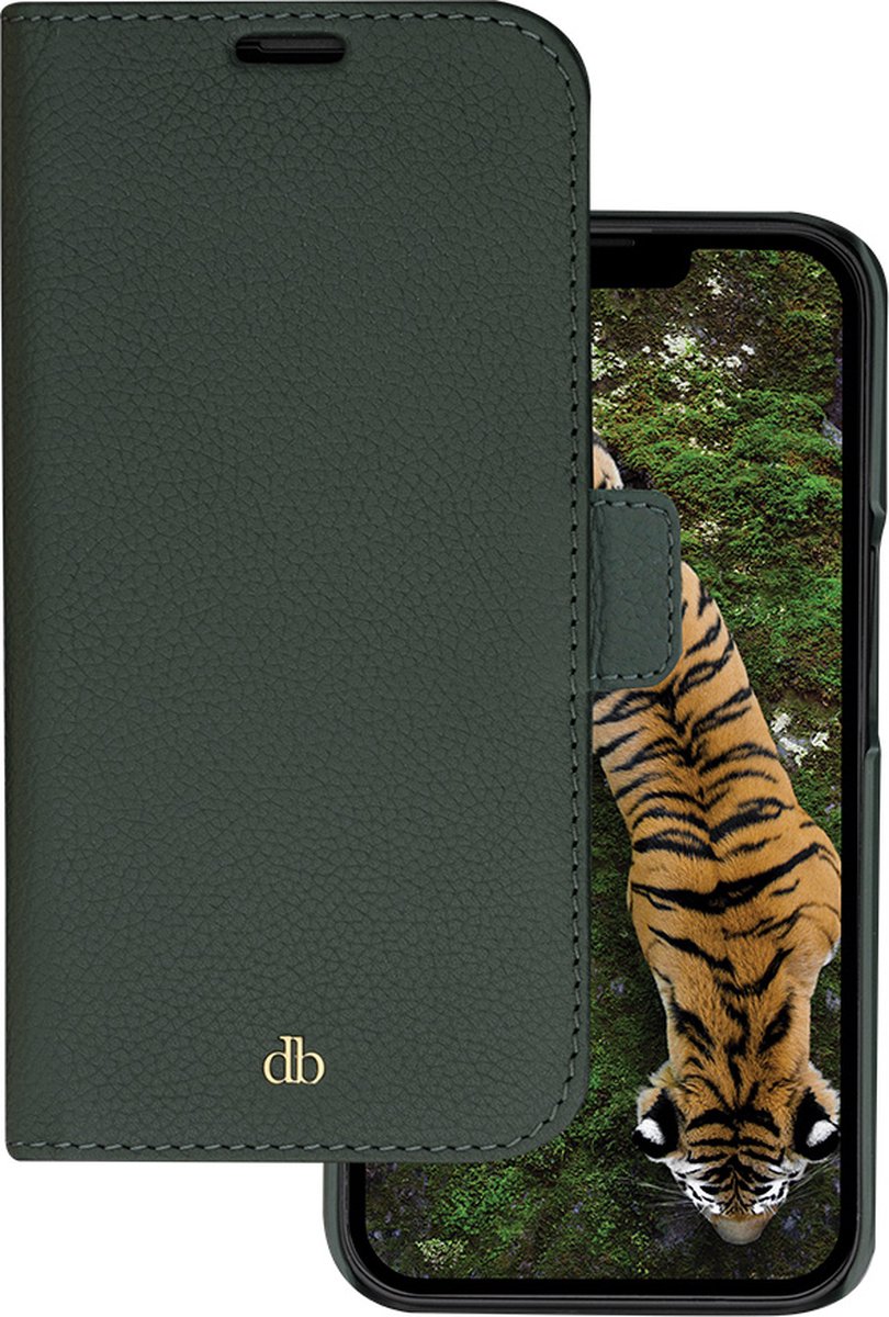 iPhone 14 Pro Bookcase hoesje - dbramante1928 - Effen Donkergroen - Leer