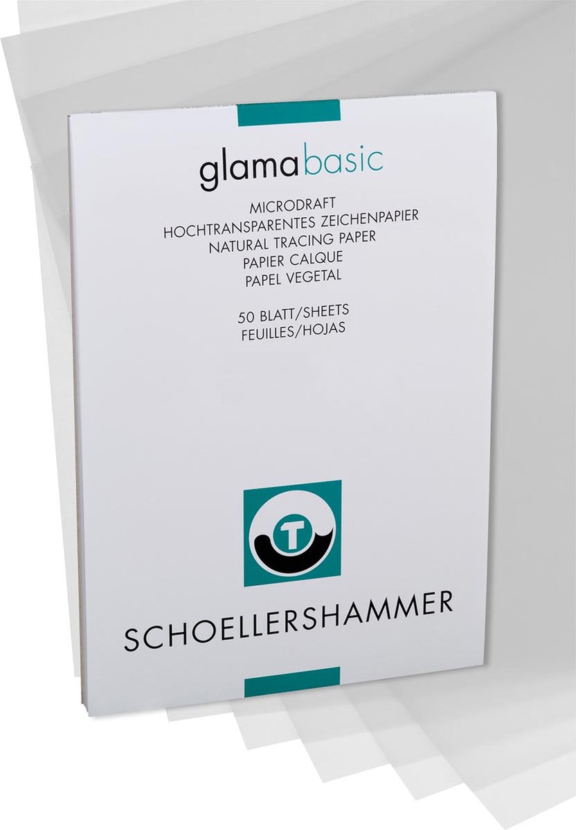 Schoellershammer Glama papier, 100 g, ft 29,7 x 42 cm, A3, transparant, blok van 50 vel 10 stuks