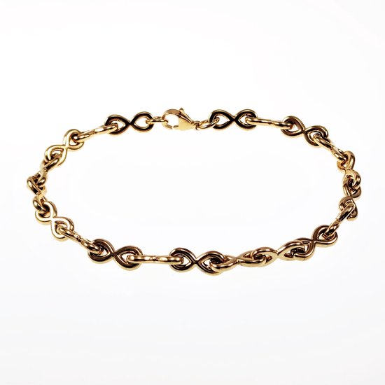 22cm x 6mm Bracelet Infini Femme - Acier Goud - Symbole Infini - Bracelets à maillons Lien