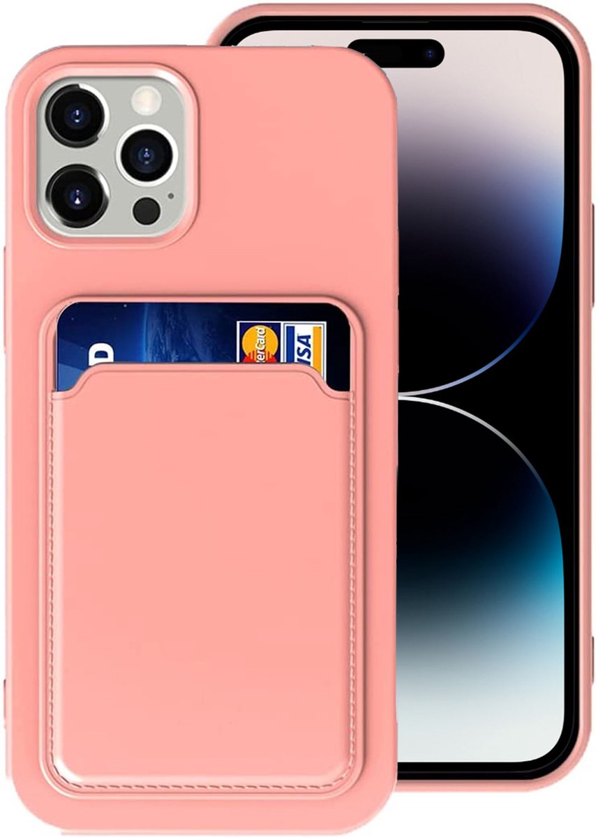 Geschikt voor iPhone 14 Pro Pasjes houder Hoesje Case - Portemonnee Hoesje Cover - Rose