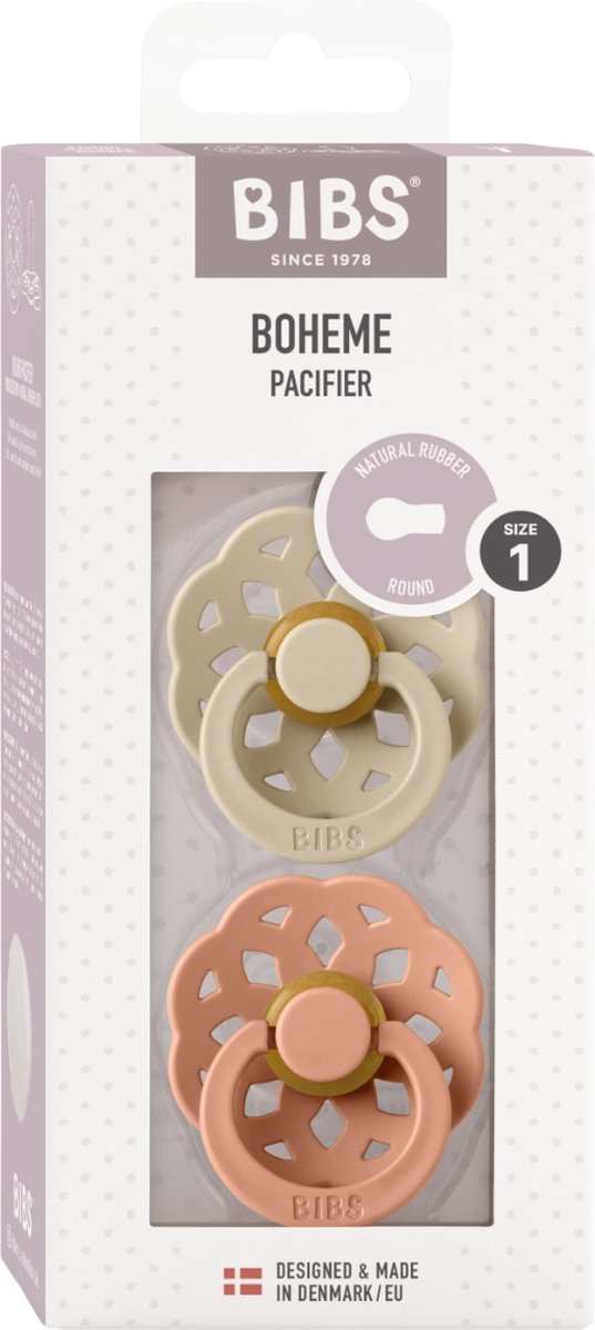 BiBS - Boheme Pacifier - Stage 1 Fopspeen - 2 stuks - Vanilla / Peach van BIBS — afbeelding 5