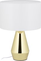 Relaxdays tafellamp touch - woonkamerlamp - dimmer - metaal & stof - E27-fitting - modern - goud