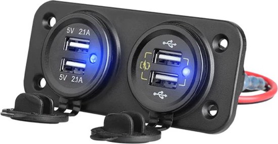 Dual USB stopcontact 10W - 12V/24V - 1x 5V/2.1A, 1x 5V/3.4A - PUSB2-B -  Auto/Boot/Camper | bol.com