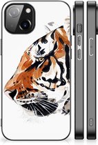 Telefoonhoesje Geschikt voor iPhone 14 Silicone Case met Zwarte rand Tiger
