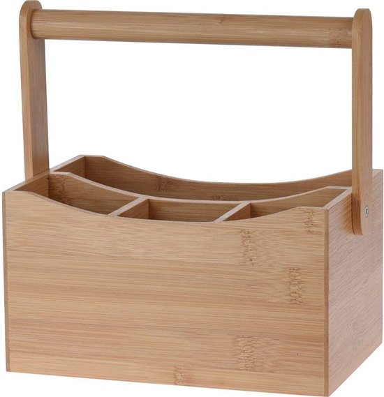 Bamboe Bestekhouder Set 3 Stuks - Keuken Organizer Met Dienblad Voor Mes, Vork En Lepel