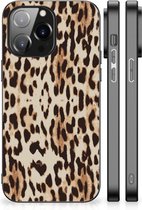 Telefoonhoesje iPhone 14 Pro Max TPU Silicone Hoesje met Zwarte rand Leopard