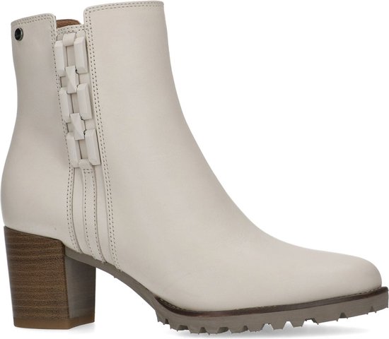 No Stress - Dames - Beige leren enkellaarsjes met blokhak - Maat 39 |  bol.com