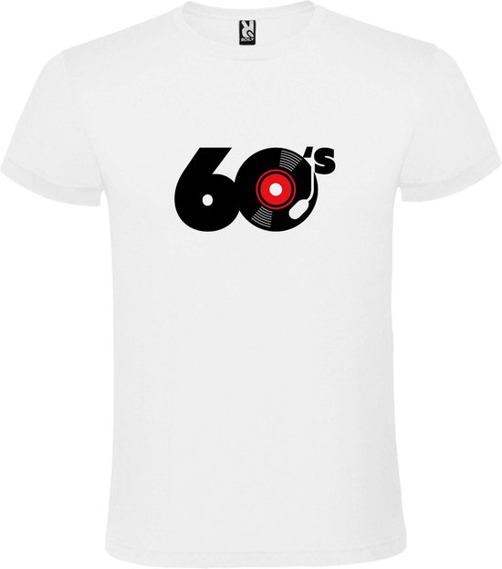 Wit T shirt met print van " I Love Music of the Sixties " print Zwart size XXXXXL