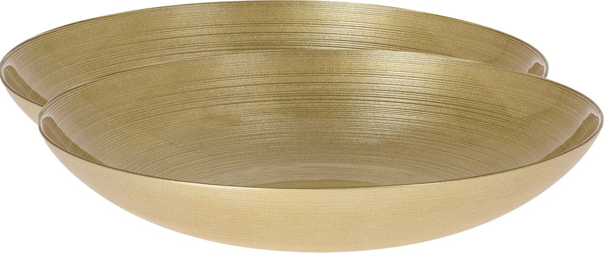 Tafeldecoratie schalen/fruitschalen - D30 cm - goud - glas - 2x stuks