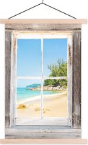 Affiche scolaire - Transparente - Plage - Bois - 120x180 cm - Lattes vierges