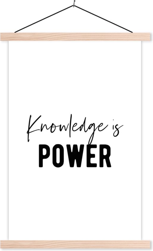 Porte-affiche avec affiche - Affiche scolaire - Citation - Power - Étude - 40x60 cm - lattes vierges
