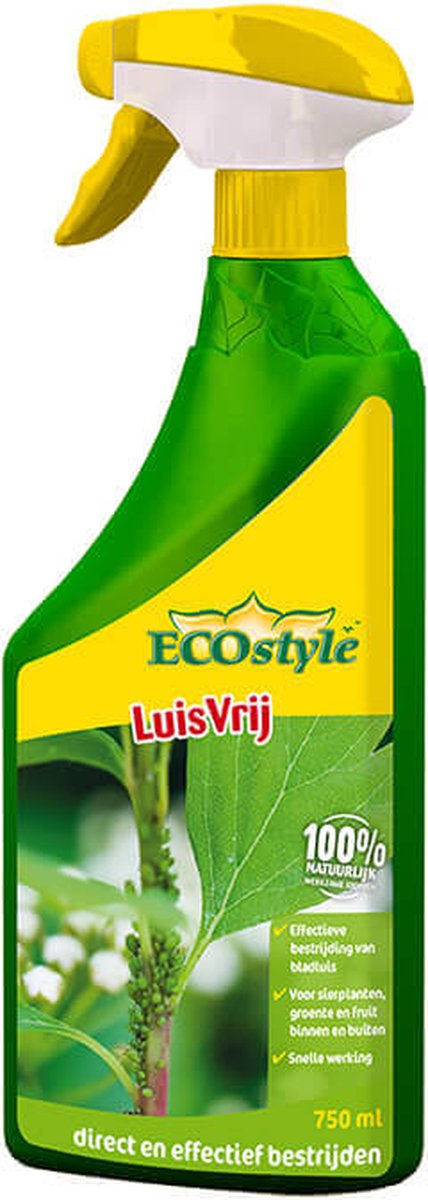 ECOstyle LuisVrij Bladluizen Bestrijdingsmiddel voor Sierplanten, Groente en Fruit - 100% Plantaardig , Snel en Effectief - Bestrijdt Insecten, Luizen en Witte Vliegen - 750 ML - ECOstyle