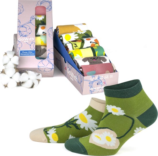 GoWith-6 paar-katoen sokken-enkelsokken-grappige-dames sokken-maat 35-40