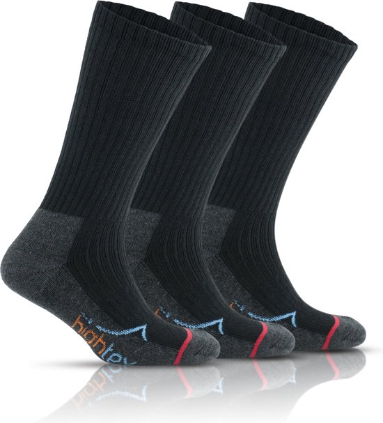 GoWith-katoen sokken-wandelsokken-3 paar-warme sokken dames-dames sokken-sokken heren-zwart-42-44