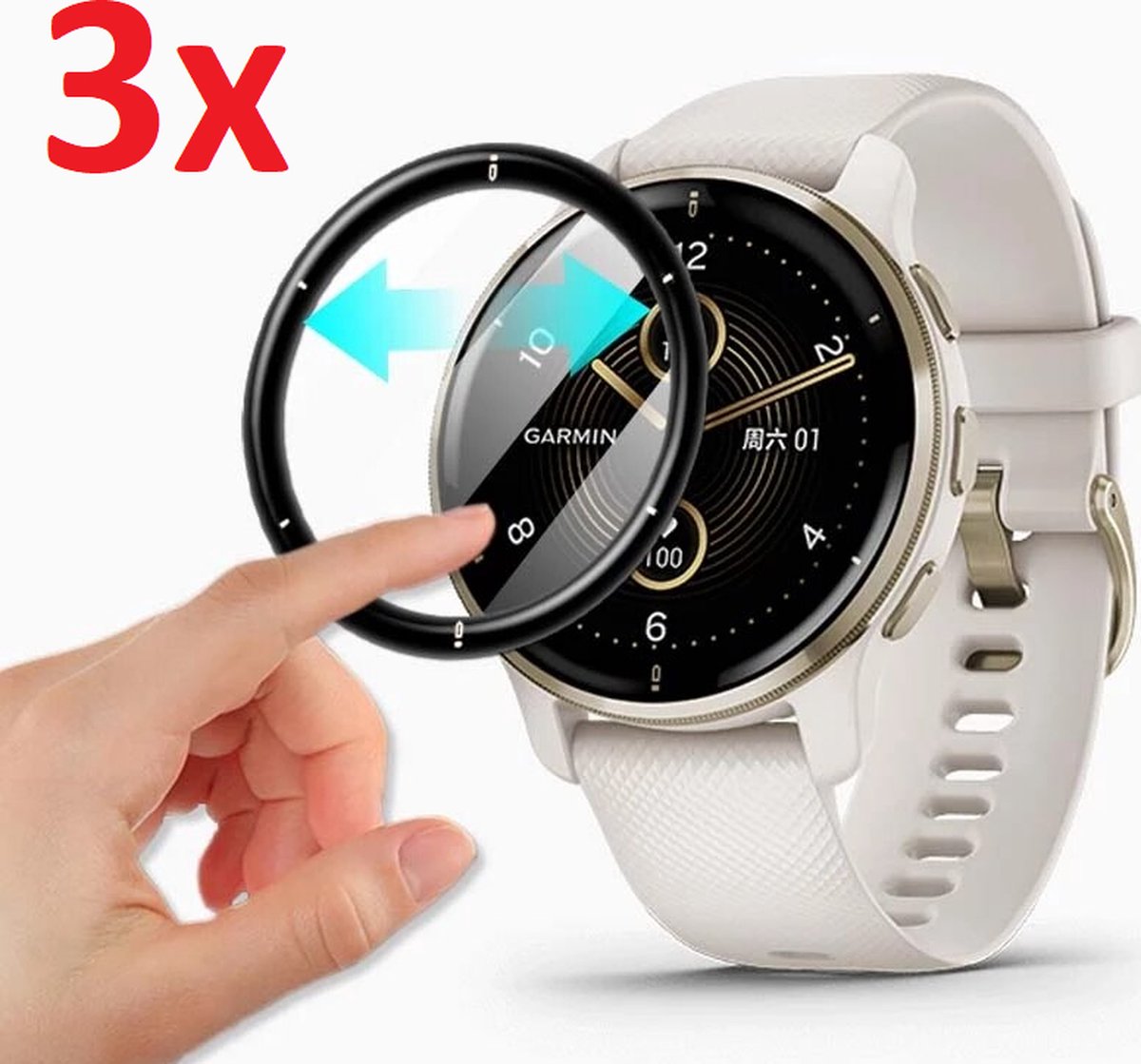 thumbnail image 2 of Garmin Screen Protector Venu 3s 6-Pack Screen Protector For Garmin Venu 3S - Self-Healing TPU Film With Anti-Bubble Installation Smartwatch Screen Protection 2 of 9
