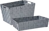 Kast/badkamer opbergmandjes - Set van 6x stuks - Zilvergrijs in 2 formaten 34 x 21 x 8.5 cm en 35 x 25 x 20 cm