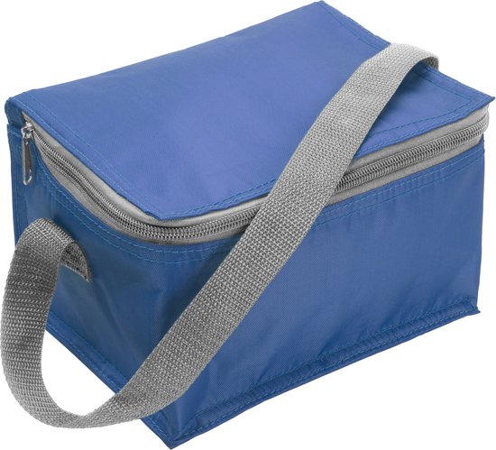 Set van 2x stuks kleine koeltas blauw voor 6 blikjes met rits en draagband - lunch-drankjes-medicijnen - 20 x 13 x 13 cm van ArtiCasa — afbeelding 2