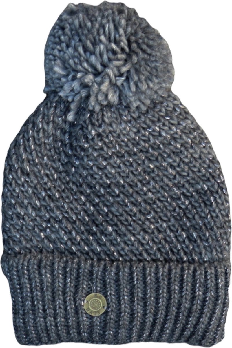 Muts dames fleece met gebreide pompon - lurex