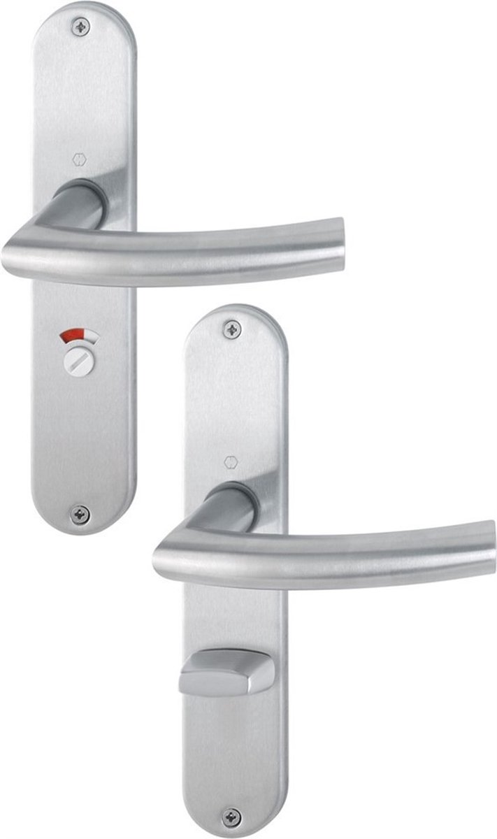 Deurkruk op schild - Chroom - Aluminium - Hoppe - Hoppe binnenschild Deurklink Trondheim - WC72 mat chroom