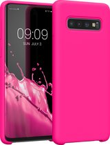 kwmobile telefoonhoesje geschikt voor Samsung Galaxy S10 - Hoesje met siliconen coating - Smartphone case in neon roze