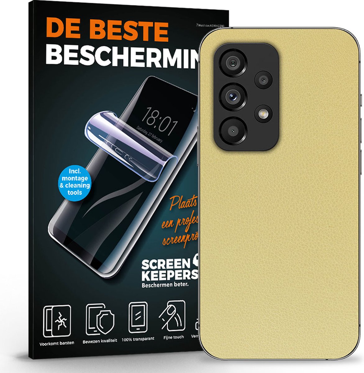 Telefoon skin geschikt voor Xiaomi Mi 10 Lite - Zand leer skin - Geschikt voor Xiaomi Mi 10 Lite - Achterkant folie - telefoonaccessoires - TPU - Screenkeepers