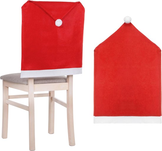 Springos Stoelhoes Kerst | Stoelhoezen Kerst | Kerstdecoratie Voor Binnen | 1 Stuk | Rood/Wit