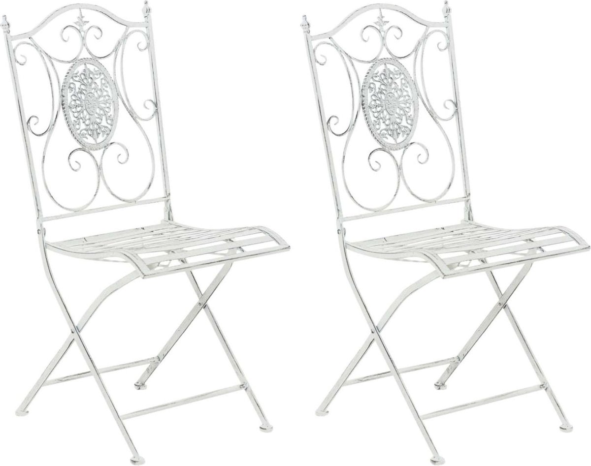 CLP Sibell Set van 2 tuinstoelen - Opvouwbaar antiek/wit