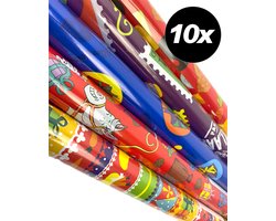 Product afbeelding van 10x Sinterklaas Cadeaupapier - Rol 70x300 cm - inpakpapier Sint thema geschenkpapier