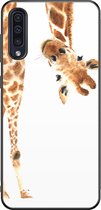 Leuke Telefoonhoesjes - Hoesje geschikt voor Samsung Galaxy A50 - Giraffe - Backcover zwart - Giraffe - Bruin