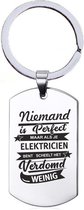 Sleutelhanger RVS - Niemand Is Perfect - Elektricien