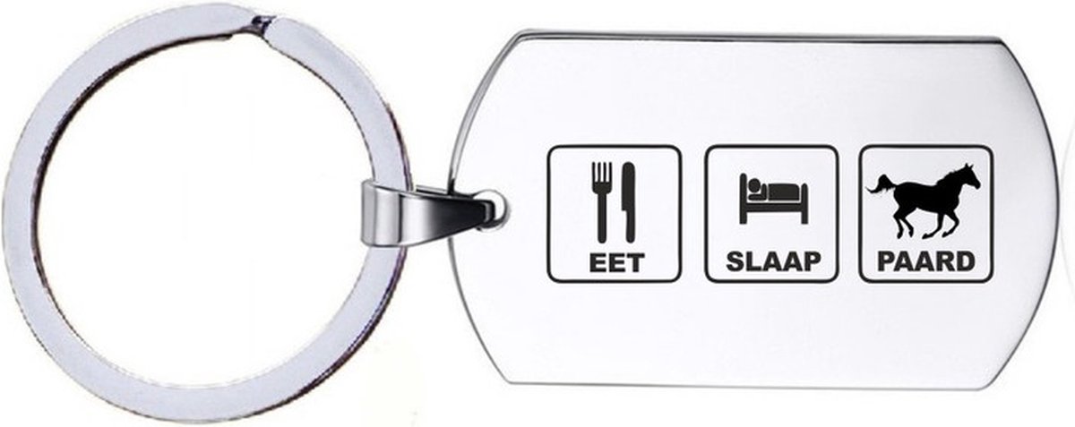 Sleutelhanger RVS - Eet Slaap Paard