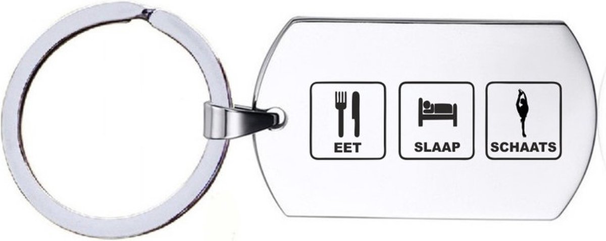 Sleutelhanger RVS - Eet Slaap Schaats