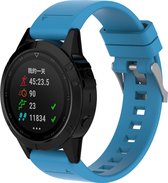 Siliconen sport glossy bandje geschikt voor Garmin Fenix 5s - Plus & Sapphire - Fenix 6s - Pro & Sapphire - Garmin Fenix 7s - Solar & Sapphire - Quickfit 20 / 20mm band voor Garmin smartwatches - Horlogebandje - Polsband - licht blauw