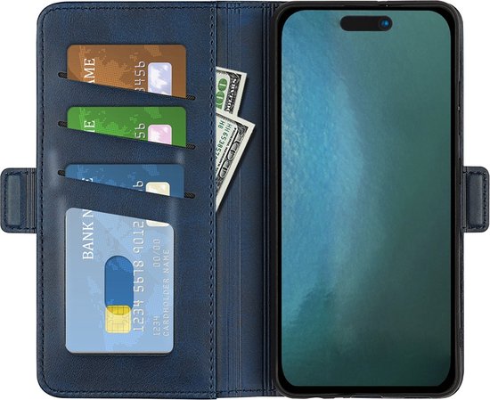 CaseMe CaseMe - Hoesje geschikt voor iPhone 15 Pro Max - Retro Wallet Book Case - Met