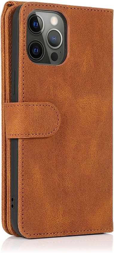 Mobiq - Étui portefeuille en cuir souple pour iPhone 14 Pro Max | Marron