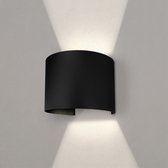 Ledvion Dimbare LED Wandlamp Rond, Zwart, Binnen/Buiten, Instelbare Stralingshoek, 3000K Warm Wit, 7W, IP54