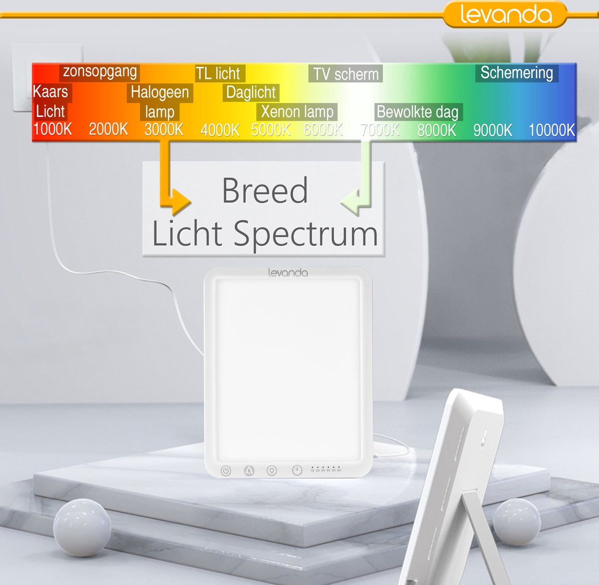 Daglicht Stehlamp, 10000 Lux Uv-Vrije Zonlicht Lamp Met Touch-Bediening En Afstandsbediening, 5 Kleuren & 5 Lichtniveaus & Timer, 3-In-1 Daglicht Lamp Voor Kantoor/Thuis