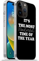 Geschikt voorApple Iphone 14 Pro Max hoesje - Kerst - Quotes - Spreuken - It's the most wonderful time of the year - Siliconen Telefoonhoesje