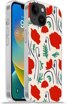 Geschikt voorApple Iphone 14 - Softcase hoesje - Bloemen - Roos - Patronen - Siliconen Telefoonhoesje