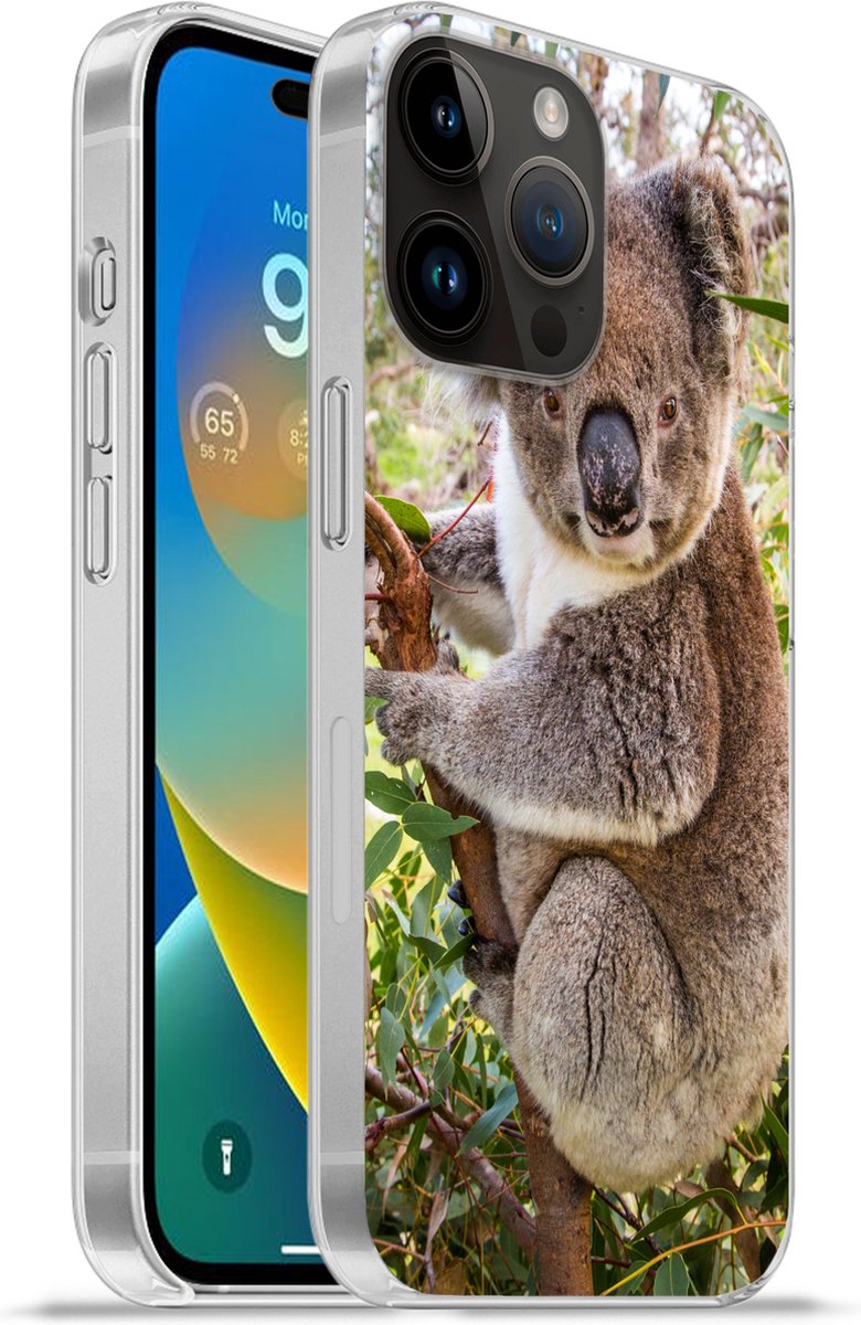 Telefoonhoesje Geschikt voor Apple Iphone 14 Pro Max hoesje - Koala - Bladeren - Takken - Kinderen - Jongens - Meiden - Siliconen Telefoonhoesje Telefoonhoesje