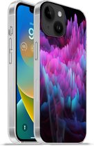 Geschikt voorApple Iphone 14 - Softcase hoesje - Rook - Kleurstof - Abstract - Siliconen Telefoonhoesje