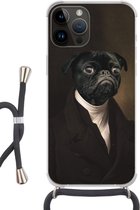 Telefoonhoesje Geschikt voorApple Iphone 14 Pro Max - Hond - Kunst - Dieren - Siliconen - Crossbody - Backcover met Koord - Telefoonhoesje met koord - Hoesje met touw