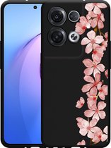 Oppo Reno8 Pro Hoesje Zwart Flower Branch - Designed by Cazy