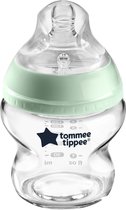 Tommee Tippee Closer to Nature- glazen zuigfles - langzame uitstroomsnelheid - anti-colic ventiel - 150 ml - verpakking van 1 stuk - doorzichtig