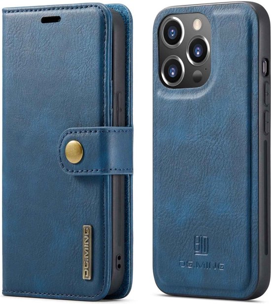 iPhone 14 Pro Max Hoesje - DG.MING 2-in-1 Book Case & Back Cover - Blauw |  bol.com