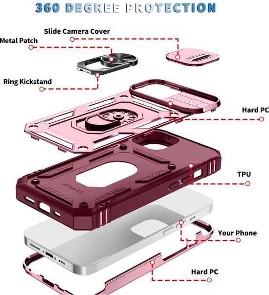 Ring Kickstand with Camera Shield - Coque pour iPhone 14 - Rose