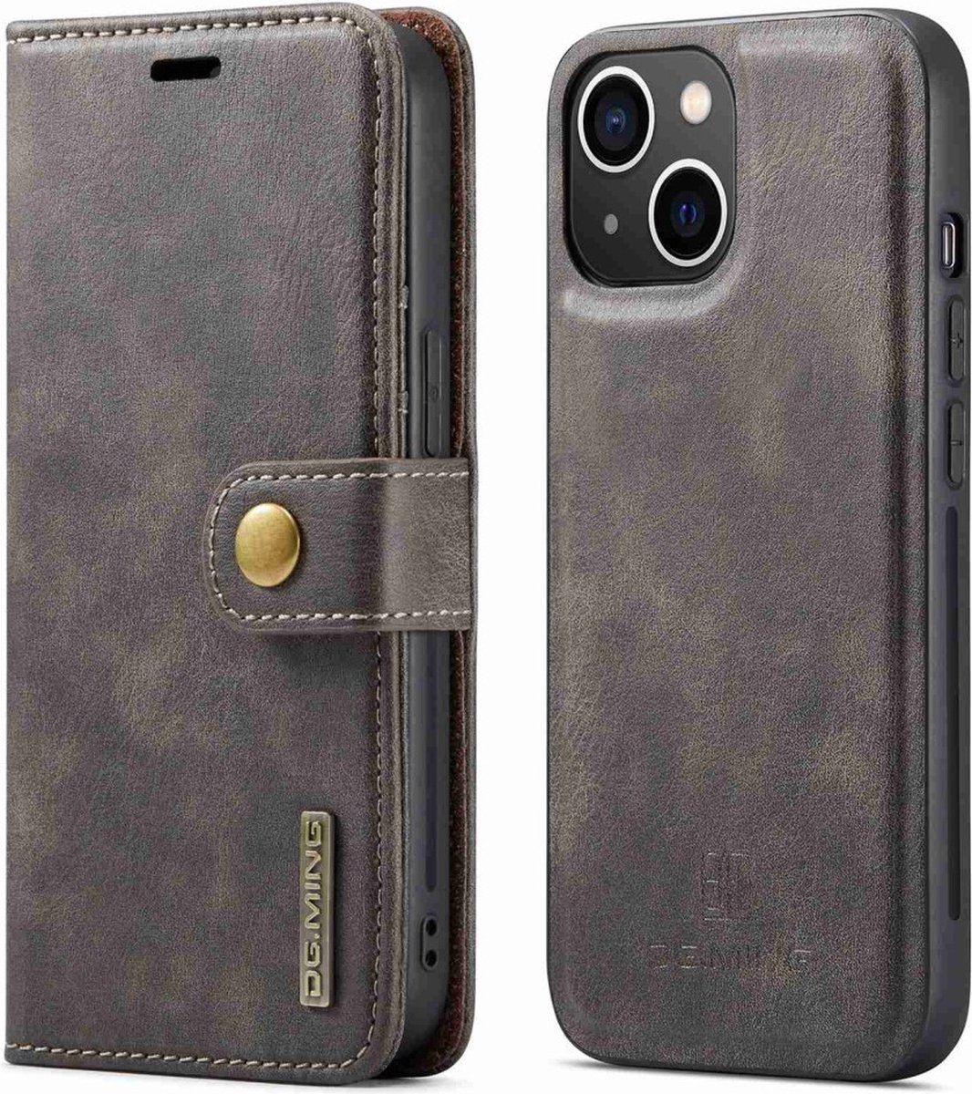 DG.MING Hoesje - Geschikt voor iPhone 14 Plus Hoesje - DG.MING 2-in-1 Book Case & Back Cover - Grijs