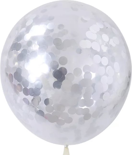 Confetti ballonnen transparant Zilver 10 stuks